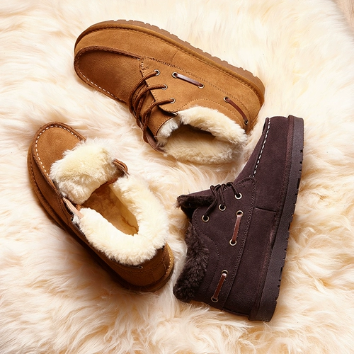 Удерживающие тепло низкие модные демисезонные утепленные короткие сапоги, обувь, нескользящие ботинки, из натуральной кожи