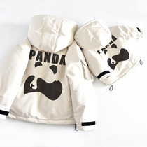 Family of three-mouthed four-mouth sub-machine clothing cotton clothes mother-daughter winter clothing clip cotton thickened tooling cotton padded jacket for children