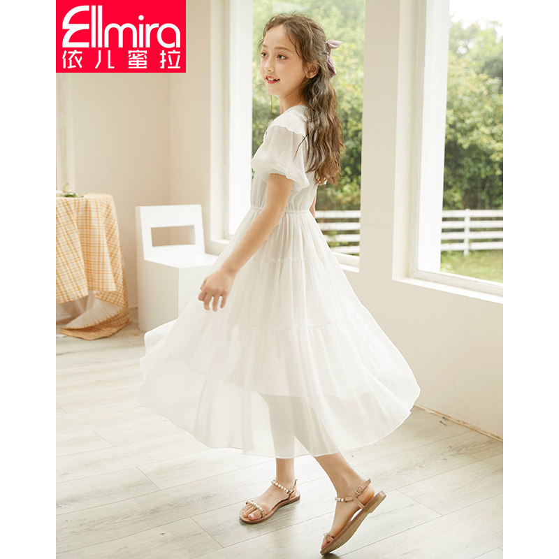 Girls dress summer children's skirt princess dress white gauze dress Beach big children Girl summer dress fairy summer