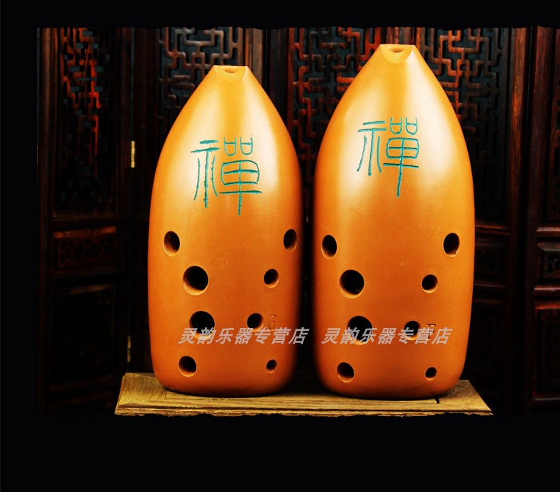 Bước cổ thiết kế 10 lỗ gốm đỏ giữ bút đôi khoang 埙 gốm mười lỗ 埙 nhạc cụ sân F, - Nhạc cụ dân tộc sáo mão mèo