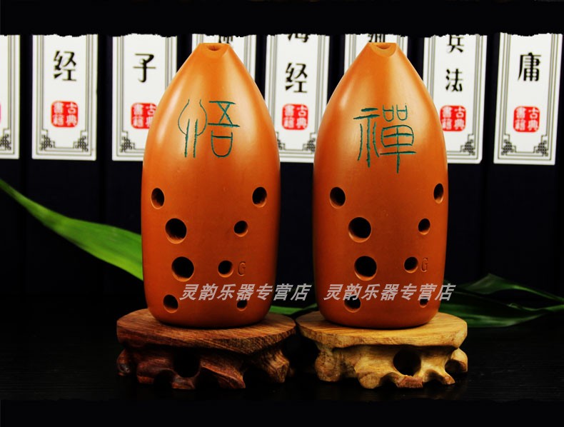 Bước cổ thiết kế 10 lỗ gốm đỏ giữ bút đôi khoang 埙 gốm mười lỗ 埙 nhạc cụ sân F, - Nhạc cụ dân tộc sáo mão mèo
