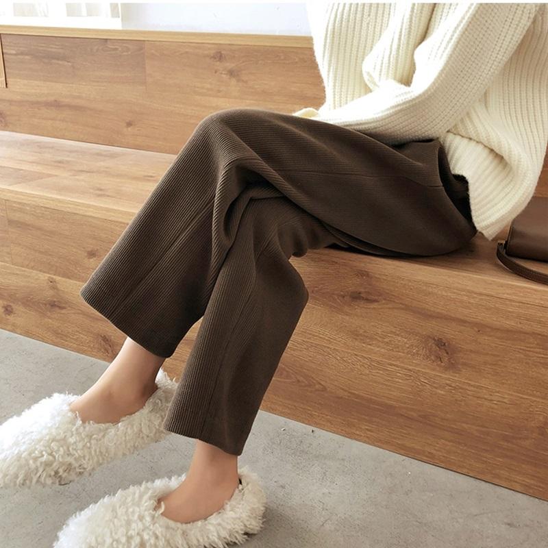 Fit for hip thigh coarse large size woman dress fat younger sister mm autumn winter plus suede light core suede slim fit grandma pants