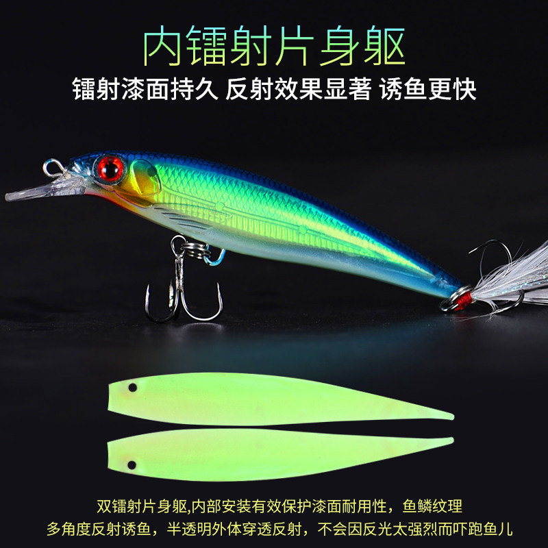 Mino Lujah Bait False Bait Floating Water Warped Mouth Afar Small Long Tongue Mandarin Fish Sea Bass Fish Slow Down Freshwater Fish Bait Vib