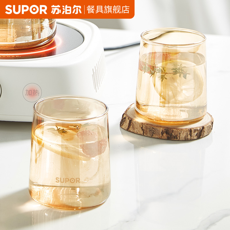 Supal glass cold water cup cool water cup household heat and high temperature brewing cup cool white boiling cup set