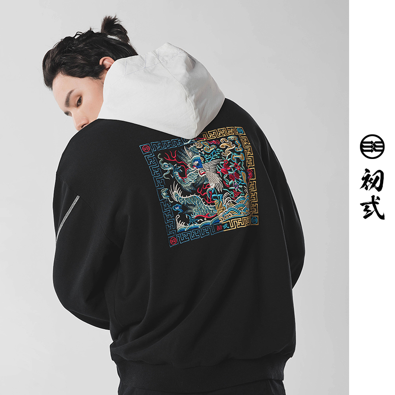 Beginner 2022 Early spring New China Wind Wenwu Double full hip-hop street casual couple with cap long sleeve thick cotton T tide