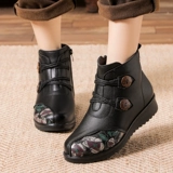 Зимние нескользящие туфли для матери, флисовая обувь, удерживающие тепло короткие сапоги для кожаной обуви, для среднего возраста