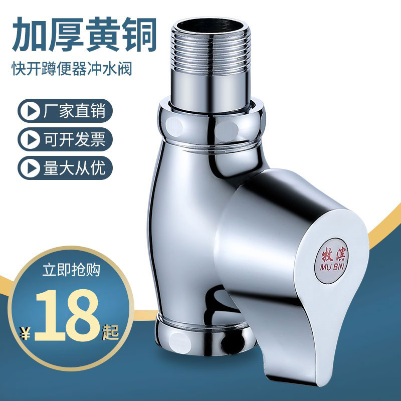 Full copper squat flushing valve hand press type public toilet toilet urinal flushing valve squat pit switch