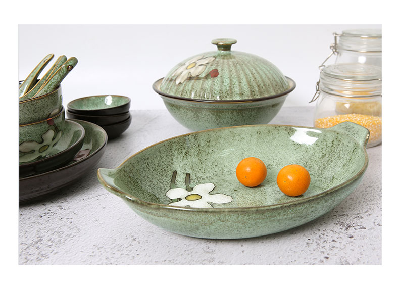 Korean yuquan 】 【 oval fish dish hand - made ceramic dish dish dish steak dish sushi to microwave