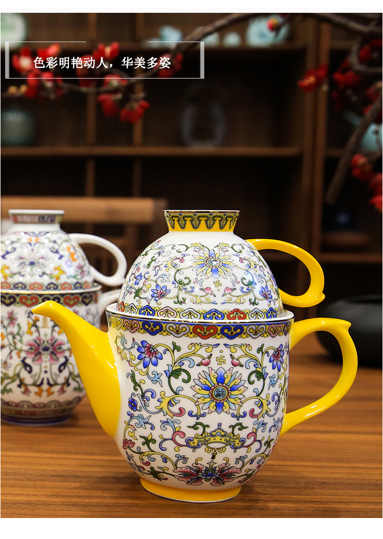 Gaochun ceramics bowl and peaceful yuquan 】 【 set colored enamel craft exquisite gift box