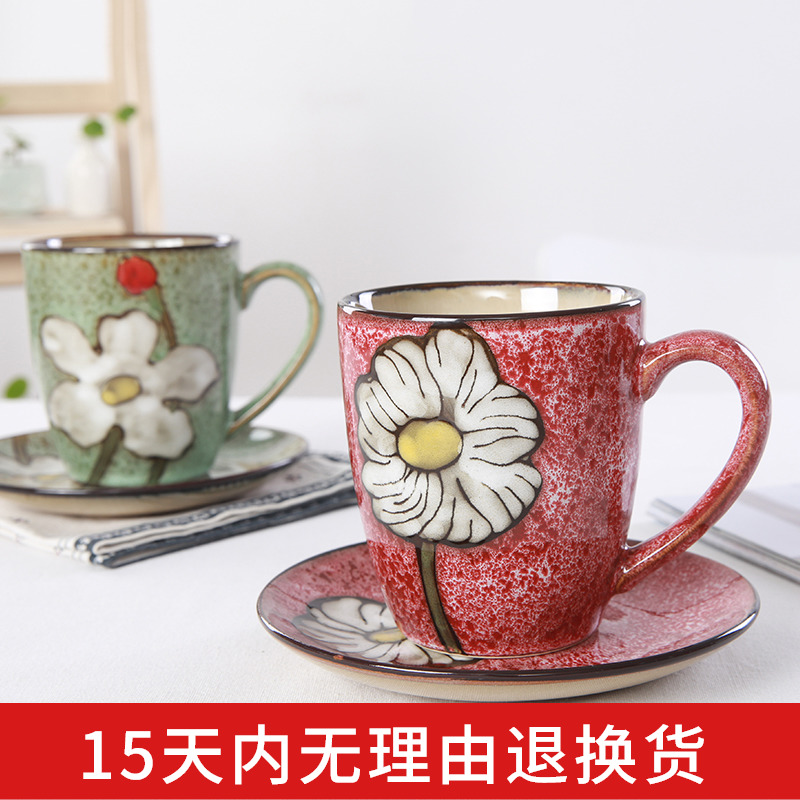 Korean ceramic coffee cup suit creative yuquan 】 【 contracted water cup European mark cup home