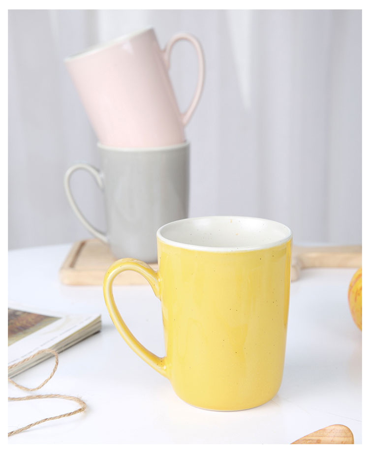 Simple pure color yuquan 】 【 Korean creative mugs contracted ceramic cup 350 ml glass of couples