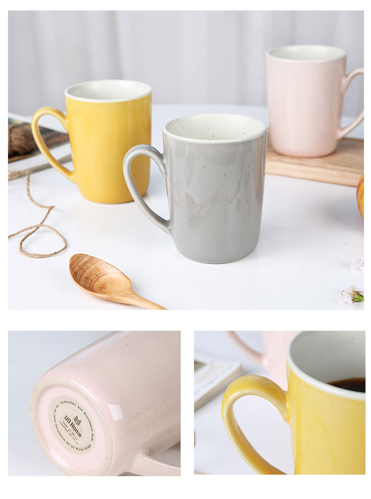 Simple pure color yuquan 】 【 Korean creative mugs contracted ceramic cup 350 ml glass of couples