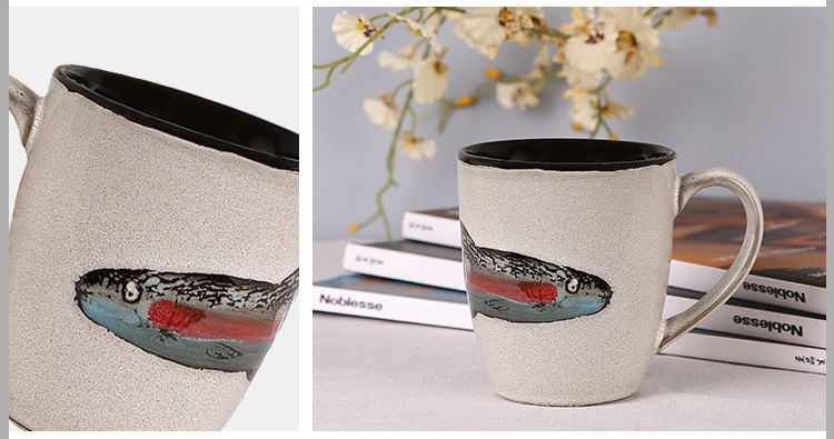 Flowers yuquan 】 【 notes of creative hand - made ceramic contracted unique craft glass mugs is not the same