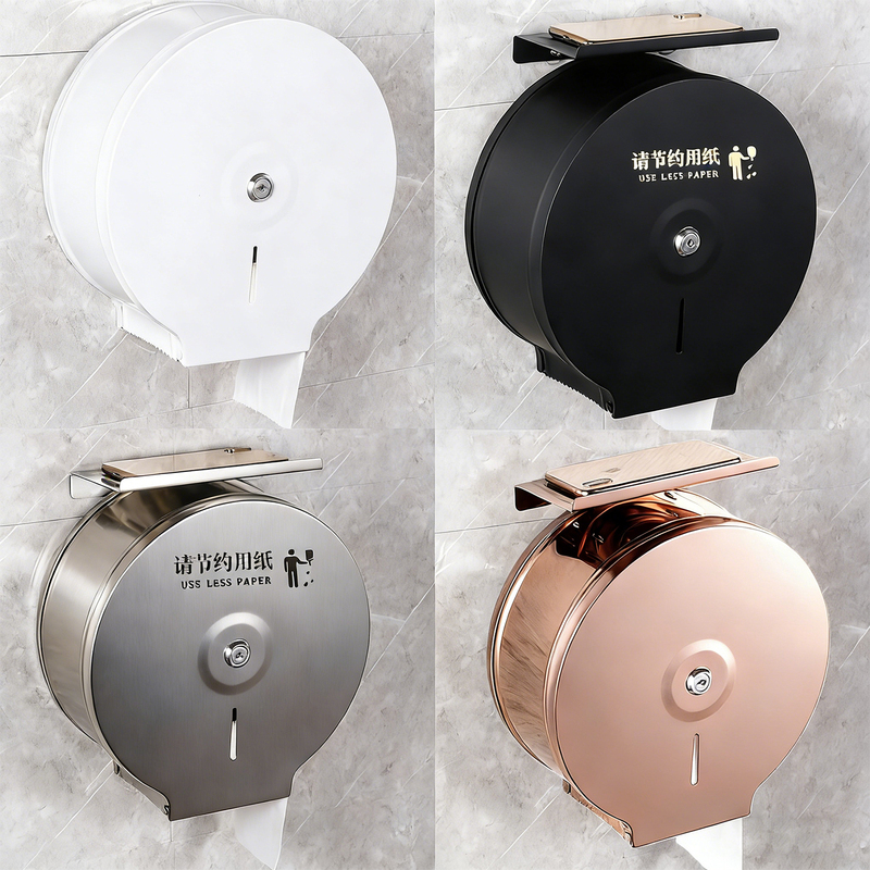 Bathroom Large Roll Paper Holder Stainless Steel Wall-Mounted Hotel S304 Waterproof Punch-Free Toilet Large Roll Paper Toilet Paper Holder