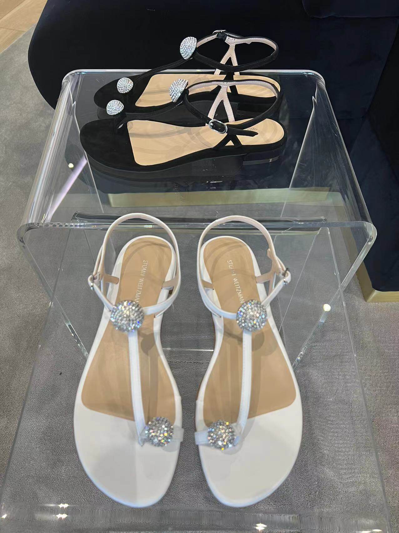 AB USA buys STUART WEITZMAN ladies crystal ball thong sandals Ballsoffire