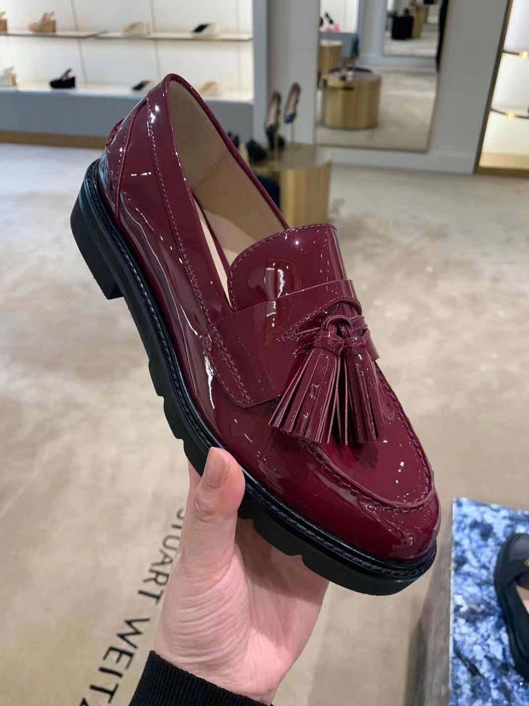 American warehouse AB US buy STUART WEITZMAN SW ladies patent leather British style tassel loafer ADRINA