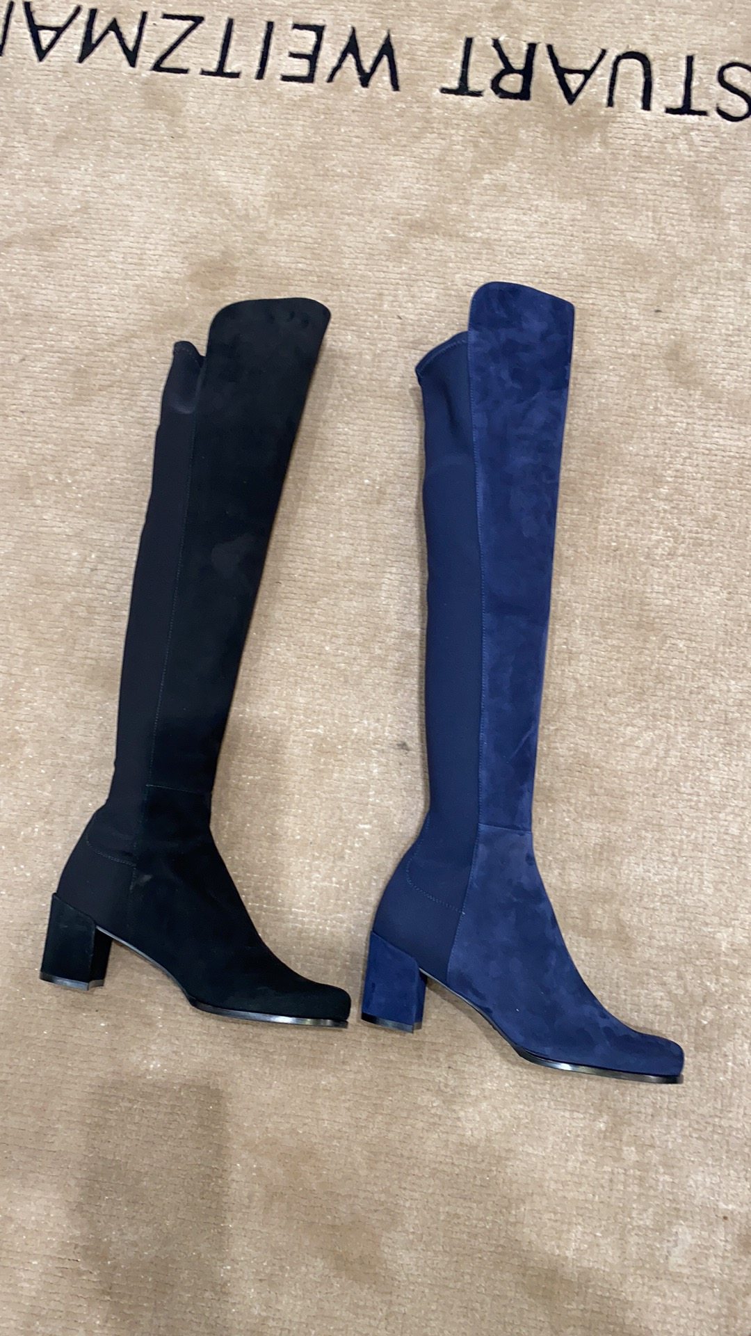 AB United States Purchase of STUART WEITZMAN SW Ladies Long Boots Suede 5050 CITY BLOCK BOOT