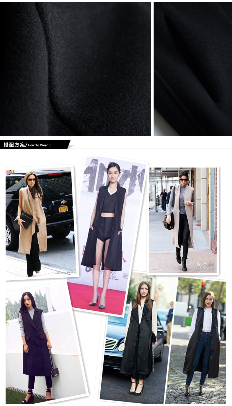 18 năm mùa đông dài cashmere hai mặt áo len tinh khiết áo vest nữ vest với mũ cổ chữ V thời trang áo khoác nữ kaki