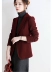 Mellow hương cổ điển Nhật Bản cao cấp rượu vang đỏ kết cấu len cong Slim blazer dài giữa bộ vest nữ hàn quốc Business Suit