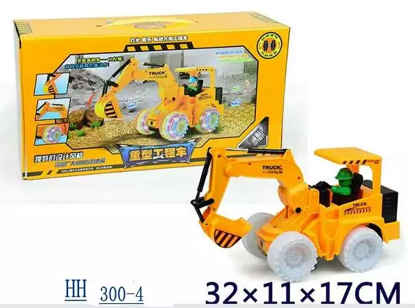 New emulated electric excavator light music universal engineering car toy children's toy mixed batch