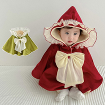 Baby cloak winter coat velvet newborn baby girl going out windproof cuddling weekly cloak New Years shawl coat