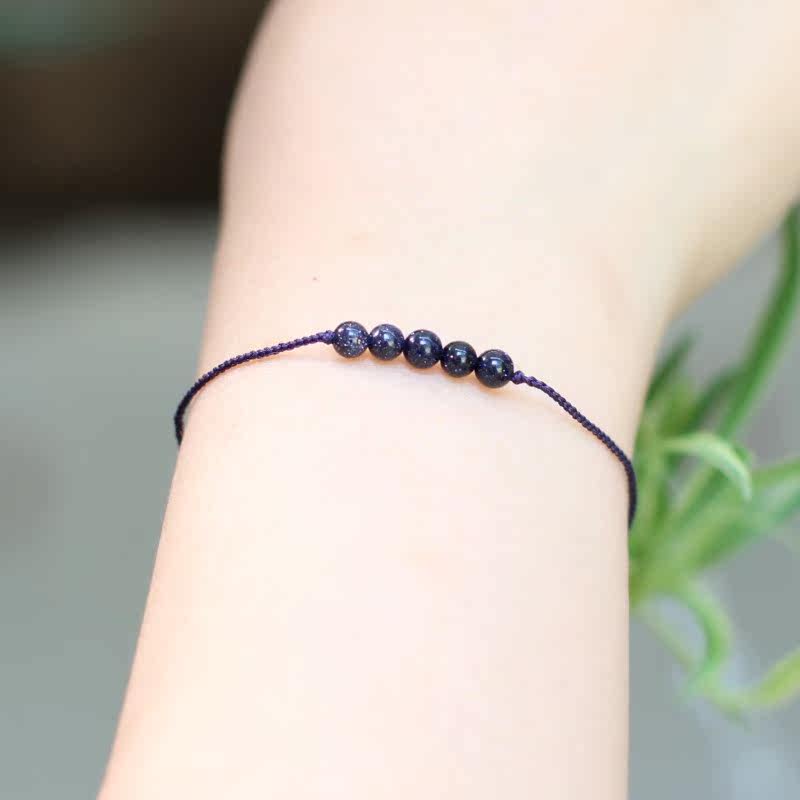 Custom flourishing school hand rope to prevent evil spirits transfer blue sand stone bracelet handcrafted hand rope foot fine 1MM rope