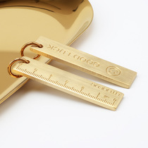 6cm small copper ruler smiley face brass ruler measuring key card copper key pendant number plate 3mm metal ruler