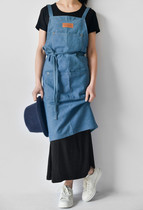 Nordic cotton simple Korean fashion denim sleeveless neck apron kitchen baking apron bib work clothes