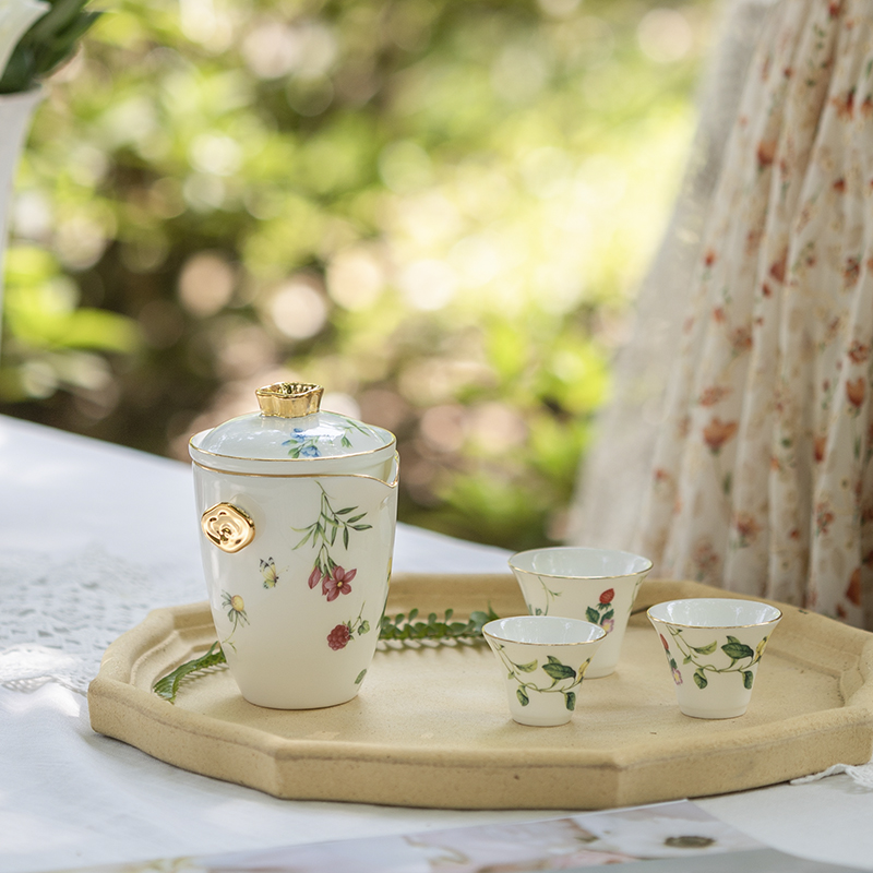 Anna 16 Point Bone Porcelain Kung Fu Small Set Outdoor Travel Tea Set Ceramic Chinese Suit Portable Bag Custom Quick Guest Cup