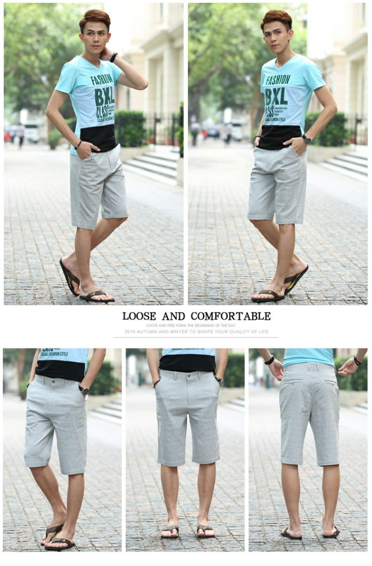 Quần short nam Năm quần thun có kích thước lớn mùa hè mỏng Phần vải cotton châu Á giản dị thả lỏng quần bó sát quần đùi