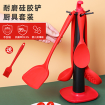 Non Stick Pan Silicone Spade Kitchen Home Care Pan Special High Temperature Resistant Antibacterial Stir-fry Cook Small Shovel Soup Spoon Kitchenware Suit