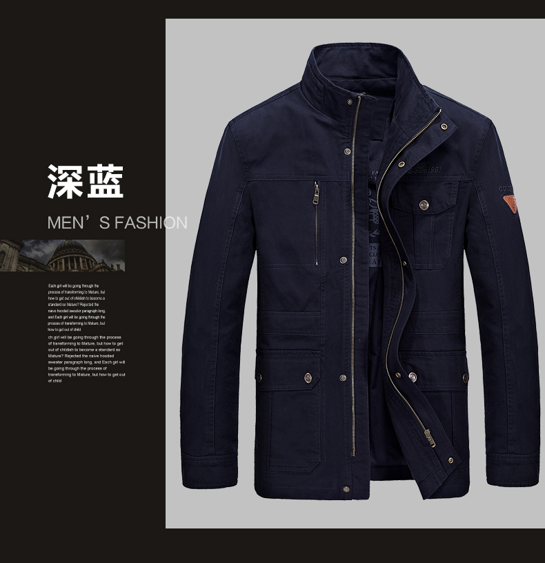 Battlefield Jirong dụng cụ áo khoác nam mùa thu đông cotton lỏng kinh doanh áo khoác trung niên giản dị áo khoác bố mẫu áo khoác nam đẹp 2019