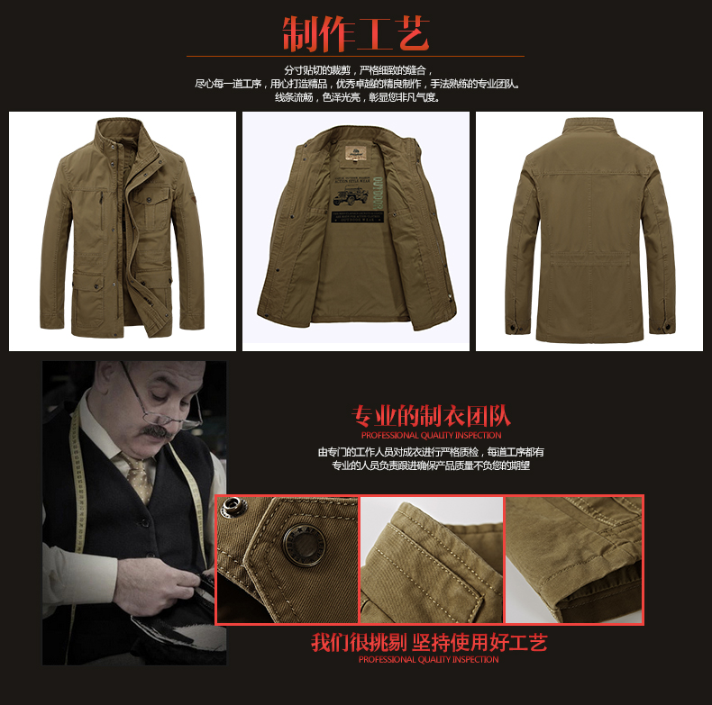 Battlefield Jirong dụng cụ áo khoác nam mùa thu đông cotton lỏng kinh doanh áo khoác trung niên giản dị áo khoác bố mẫu áo khoác nam đẹp 2019