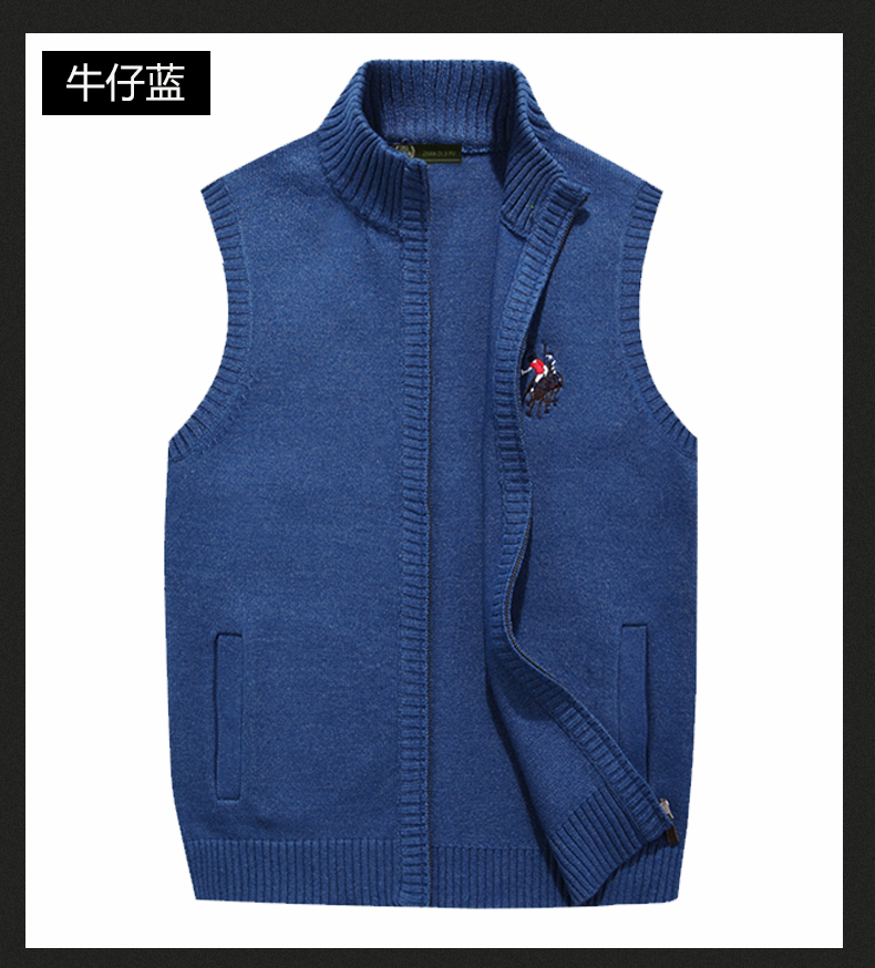 Áo len dệt kim nam cardigan đứng cổ áo phiên bản Hàn Quốc của áo len không tay áo len ấm áp mùa thu và mùa đông dày vest áo len kiểu hàn quốc