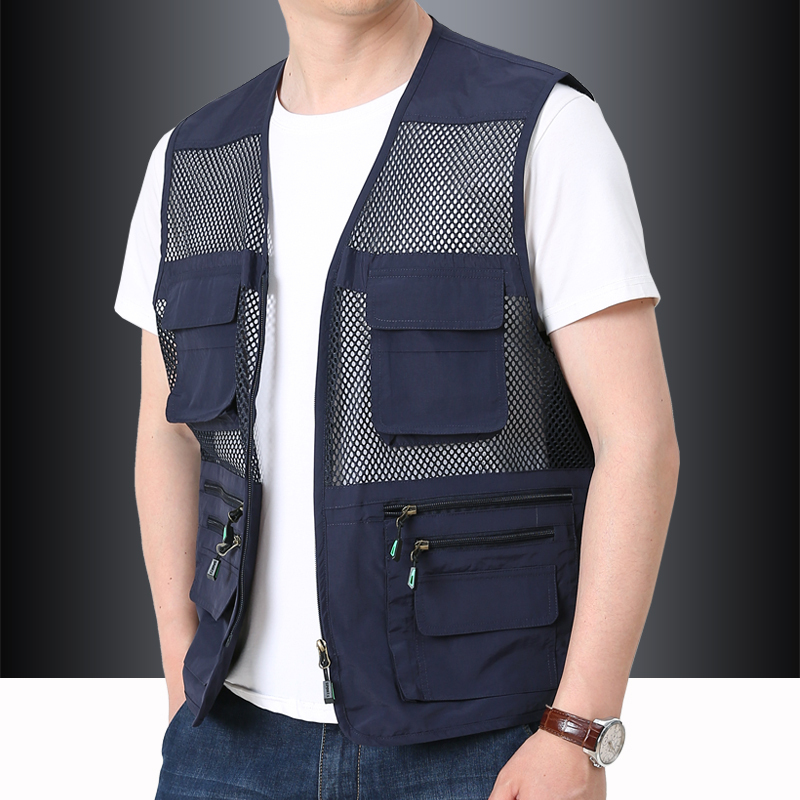Work Vest for Men with Multiple Pockets, Functional Thin Mesh Vest, Fishing Vest, Photographer Vest, Hiking Vest, Sleeveless Jacket