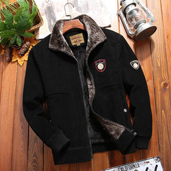 Corduroy cotton coat men's plus velvet thickened corduroy jacket coat warm cotton coat loose large size mature and stable cotton coat