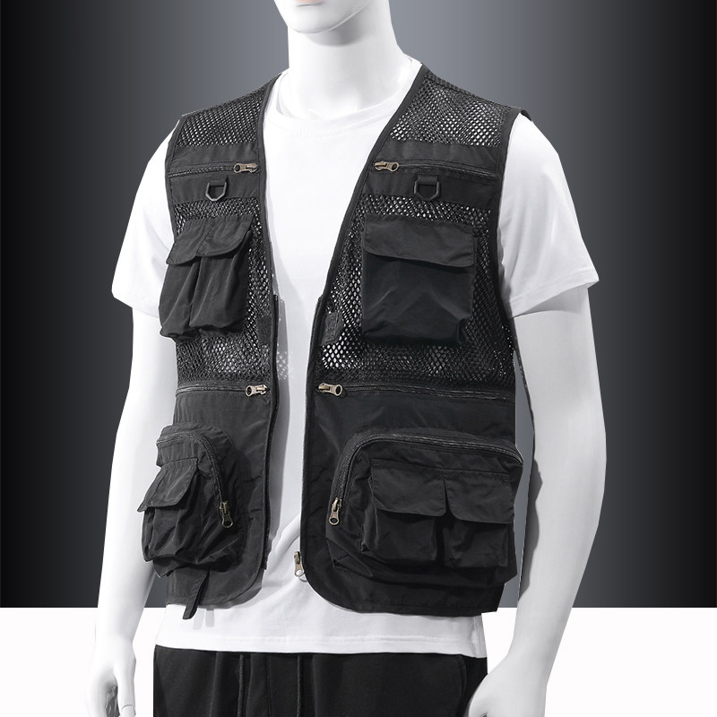 Multi-Pocket Vest for Men, Mesh Quick-Drying Vest, Outdoor Fishing Photography Sleeveless Jacket, Vest, Functional Vest