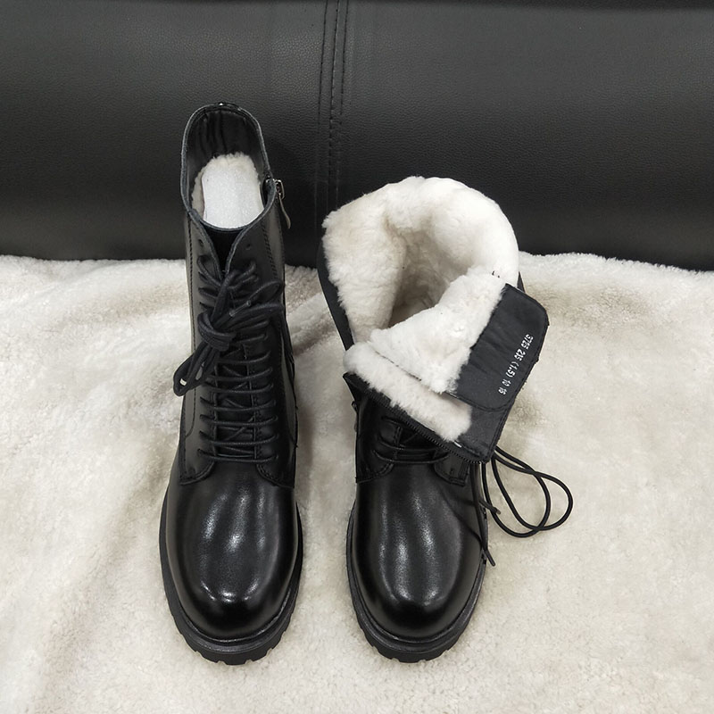 ANN short boot large size Martin boot female winter plus suede genuine leather non-slip waterproof Northeast snow boots female sheep fur integrated