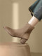 Slimming Soft-Soled Short Boots for Women, Autumn and Winter Genuine Leather Mid-Heel with Fleece Lining, Suede Leather, Small High Heel, Comfortable and Not Tiring for the Feet, Chunky Heel