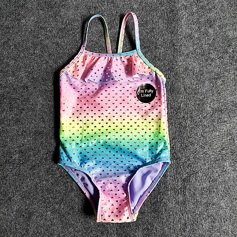 Baby swimsuit Baby girl toddler Cute little princess one piece swimsuit fashion bronzed peach heart children swimsuit girl