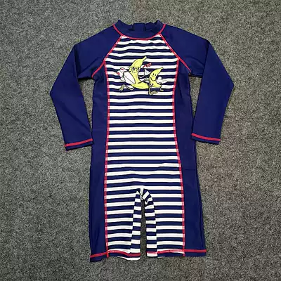 Children's one-piece swimsuit Long sleeve male middle child sunscreen anti-UV swimsuit short sleeve flat corner surf suit swimsuit