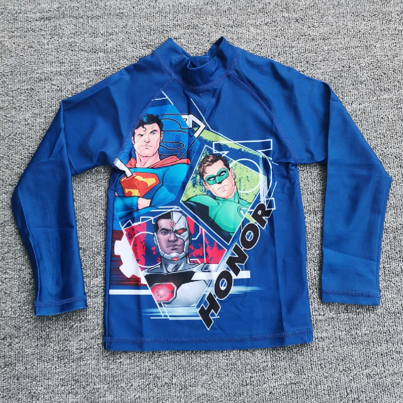 Foreign Trade Outlet Boy Long Sleeve Swimsuit Baby Blouse Cute Cartoon Steelman Sunscreen Dry Surf Swimsuit