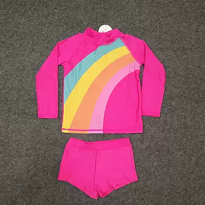 Children's swimsuit female girl two-piece long-sleeved shorts sunscreen swimsuit girl princess cute middle child swimsuit