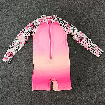 Children's swimsuit female girl long sleeve one-piece sunscreen cute baby 1-5 years old children flat corner surf suit swimsuit