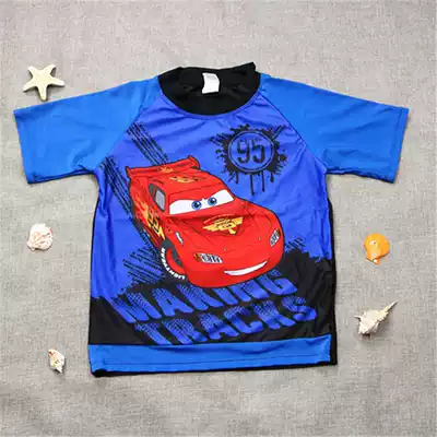 Foreign Trade Children's swimsuit boy middle child surf top cartoon McQueen car beach sunscreen quick-drying swimsuit