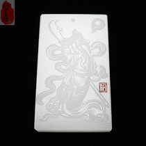 Guan Gong Jade brand male Natural White Jade Wu wealth god pendant mens atmosphere jade pendant mens necklace jade pendant jade pendant