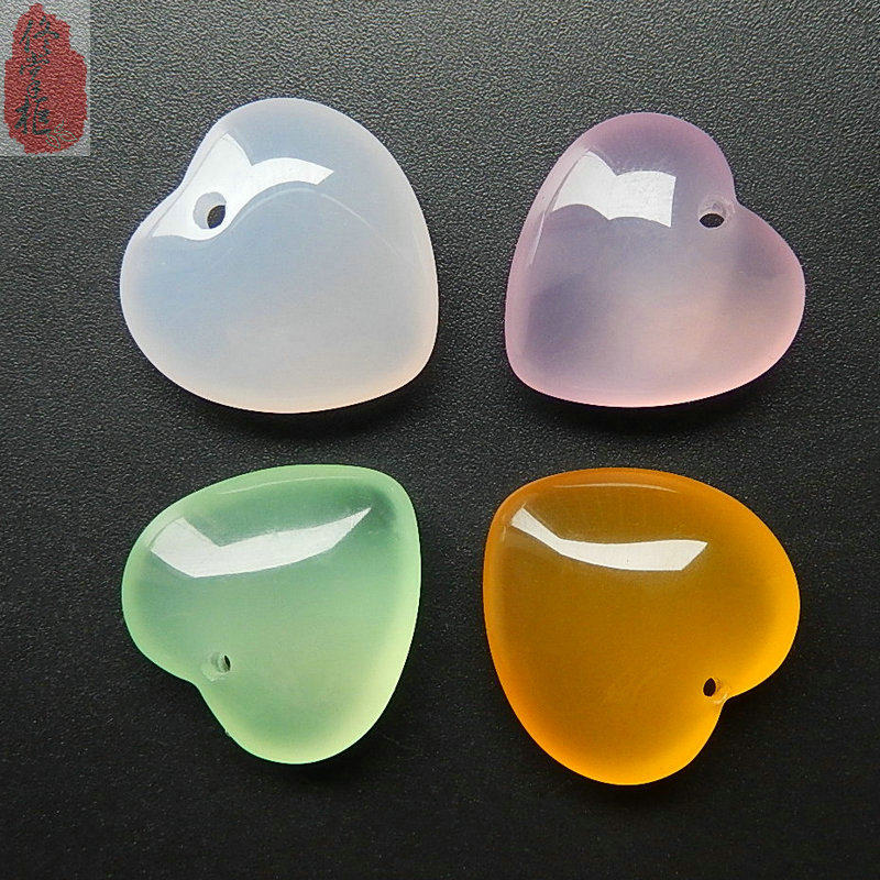 Natural agate multi-color chicken heart peach heart shape pendant jade pendant jade pendant jewelry handmade accessories