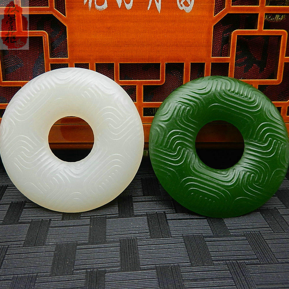 Outer Mont Material White Jade Ring Pendant for men and women Imitation Jade Jade Jade Pendant Pendant Car Pendant Accessories Jade Pendant Jade Pendant