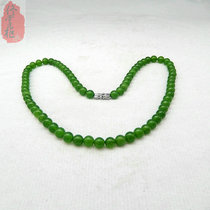 Xinjiang and Tian Yubei jade color spinach green 6 mm 10 mm round pearl necklace female jade necklace jade ornament