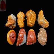 Natural Xinjiang Gobi gold silk jade handmade sculptures Leopard Chinese Cabbage Knowle Swing Piece Jade Pendant Pendant Jade Pendant